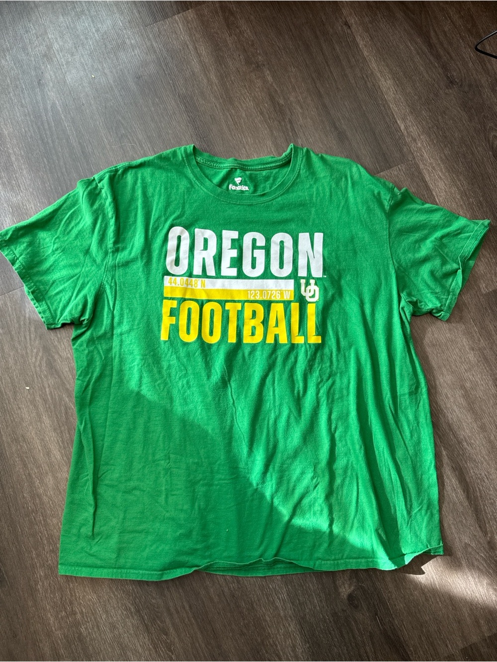 Fanatics Oregon Football Green Tee with Yellow & White Graphics